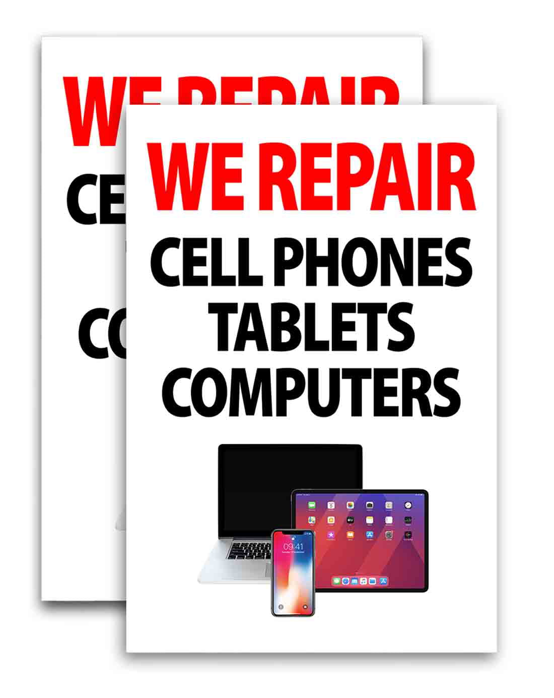 We Fix Cell Phones Vinyl Decal Sticke Store Sign 14.5 x 36 inches