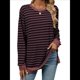 thumbnail image 2 of Camisa Informal de Larga A Rayas para Mujer, , con Cuello Redondo, Ajustada, Holgada, Básica Rojo y Negro M, 2 of 10