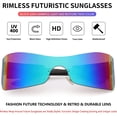 thumbnail image 5 of FEISEDY Fashion Rimless Futuristic Wrap Around Sunglasses Women Men Cyberpunk Visor Sunglasses B2329, 5 of 13