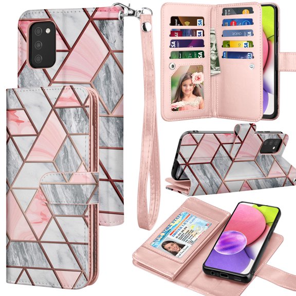 Galaxy A03s A13 A32 A53 5G Case, [US Version] Galaxy A03S Wallet Case, PU Leather Cash Credit Card Slots Holder Carrying Folio Flip Cover [Detachable Magnetic Case] Kickstand for Samsung A03S