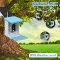 thumbnail image 3 of TFixol Solar-Powered Smart Bird Feeder with 110° Camera, 2L Capacity, 5000mAh Battery, IP66 Weatherproof, Blue & White, Includes Tris Home App, 3 of 6