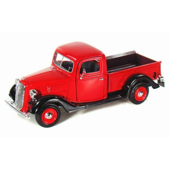 1937 Ford Pick Up Truck, Red With Black - Showcasts 73233 - 1/24 Scale Diecast Model Car