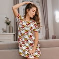 thumbnail image 3 of Fotbe Santa Claus bells Bata de Dormir para Mujer con Estampado, Camisón de Algodón de Manga Corta, Ropa de Dormir Casual, 3 of 6