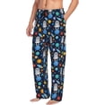 thumbnail image 2 of Uemuo Space Dog Pattern Men's Wide Leg Palazzo Lounge Pants with Pockets Light Weight Loose Comfy Casual Pajama Pants-, 2 of 9