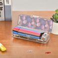 thumbnail image 7 of Plastic Pencil Box Large Capacity Pencil Boxes Clear Boxes with Snap-Tight Lid Stylish Office Supplies Storage Organizer Box Pink and Purple Palm Leaves, 7 of 7