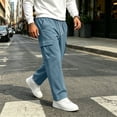 thumbnail image 4 of Trgacdwlo S-5XL Mens Cargo Pants Wide Leg Baggy Sweatpants Men with Pocket Elastic Waist Drawstring Athletic Lounge Pants Men, 4 of 8