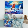 thumbnail image 3 of Sail ships On The Ocean Waves During Evening 32 in x 24 in Framed Painting Canvas Art Print, by Designart, 3 of 4