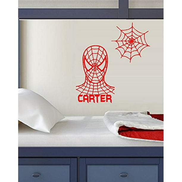 Decal SpiderMan Face with Name and  (Custom Name) Wall Decal