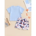 thumbnail image 5 of FEORJGP 4th of July Clothes for Baby Boys 6M 12M 18M 2T 3T 4T Toddler Round Neck T-Shirts Letter Print Short Sleeve Tops and Flag Print Shorts 2Pcs Set Kids Boy Fashion Casual Daily Summer Outfits, 5 of 9