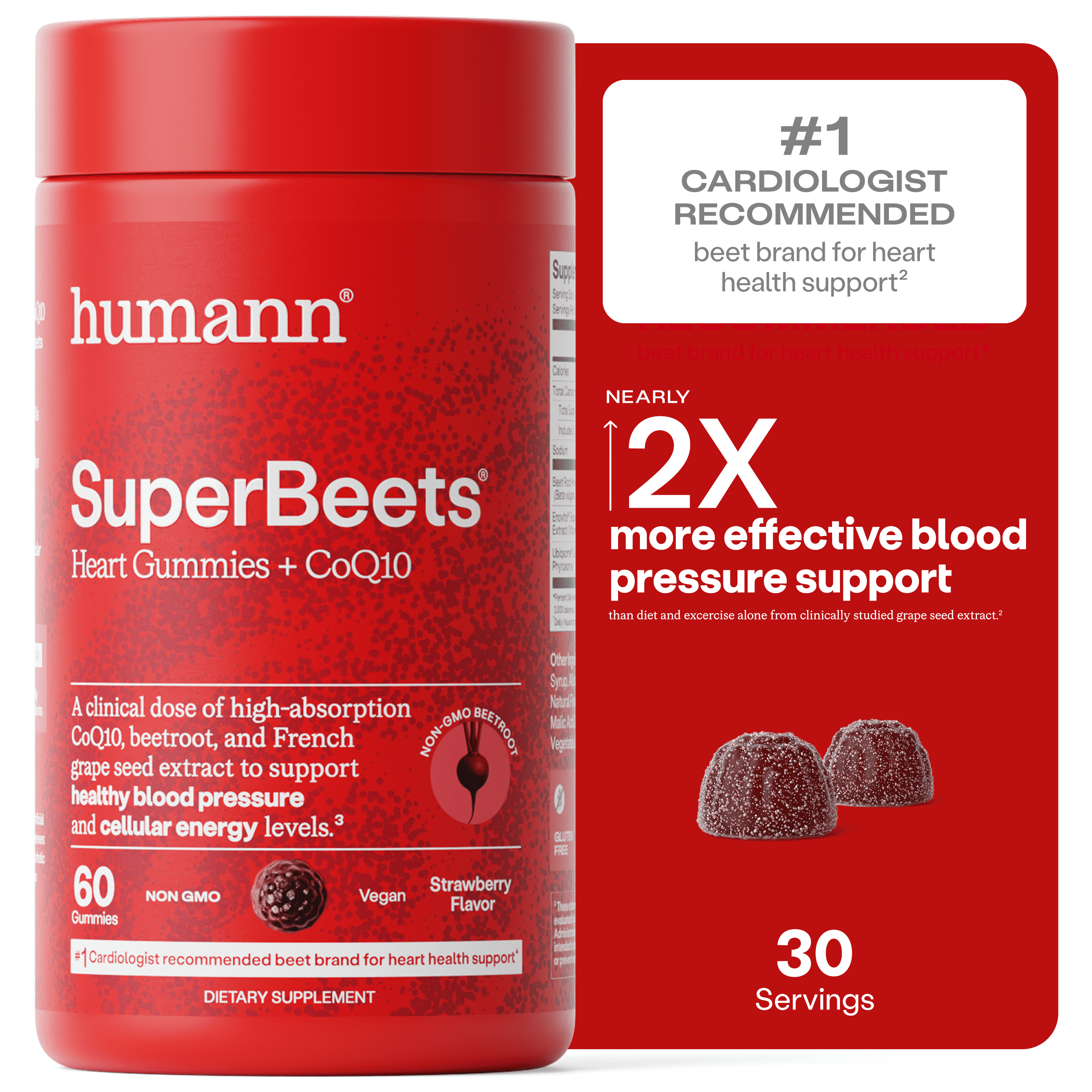 HumanN, SuperBeets Heart Chews, 56 Count, Cherry Berry Flavor