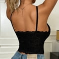 thumbnail image 2 of KDDYLITQ Women Lace Bralette V Neck Padded Adjustable Spaghetti Strap Camisole Bra Slim Y2K Wrap Crop Tank Cami Tops Undershirt Black Large, 2 of 9