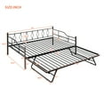 thumbnail image 7 of Full Size Metal Daybed with Adjustable Trundle, Heavy-Duty Steel Daybed Frame with Folding Pop Up Trundle, Extendable Sofa Bed with Strong Metal Slat Support Platform Bed for Living Room Office Black, 7 of 7