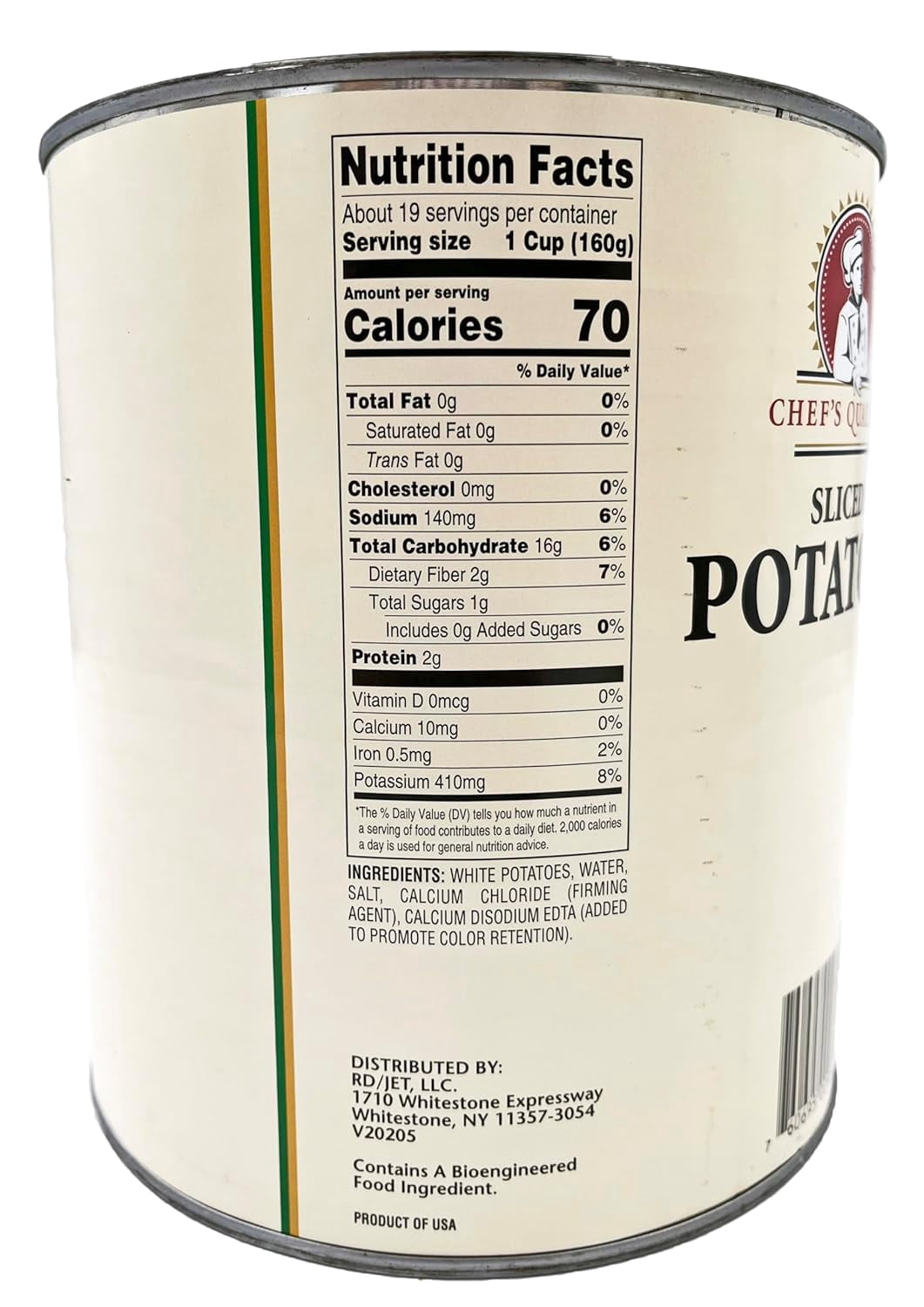 Chef’s Quality Premium Sliced Potatoes, Uniform Cut & Ready-to-Use, Bulk Foodservice #10 Can, 110 oz