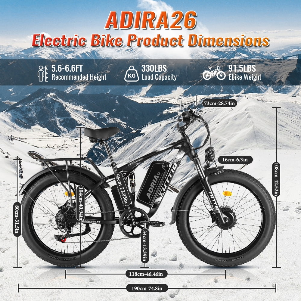 TUTTIO Adria26 Electric Mountain Bike for Adults Teen with Helmet, 5000W Men Off-Road Ebike, 26" Fat Tire Full Suspension Electric Bicycles, 7 Speed, 52V 30Ah Battery, Max 46Mph UL2849