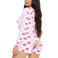 thumbnail image 4 of Licupiee Valentine's Day Sexy onesies pajamas For Women,Long Sleeve Playsuit Romper Short Pants bodycon Pajamas Sleepwear, 4 of 6