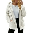 thumbnail image 3 of Womens Fleece Jacket Fall Winter Oversized Lightweight Zip Up Hooded Fuzzy Casual Coats With Pockets Outerwear, 3 of 7