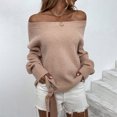 thumbnail image 5 of Lovskoo Sweaters for Women Trendy Casual Long Sleeve Pullover Off-The-Shoulder Strappy Sweater Tops Pink, 5 of 8