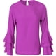 thumbnail image 2 of Camisa Linda Elegante Caliente Manera Manga Doblada Plegable Blusas Tapas Flojas Ocasionales 2XL Soledad Tops de las mujeres de la manera, 2 of 10