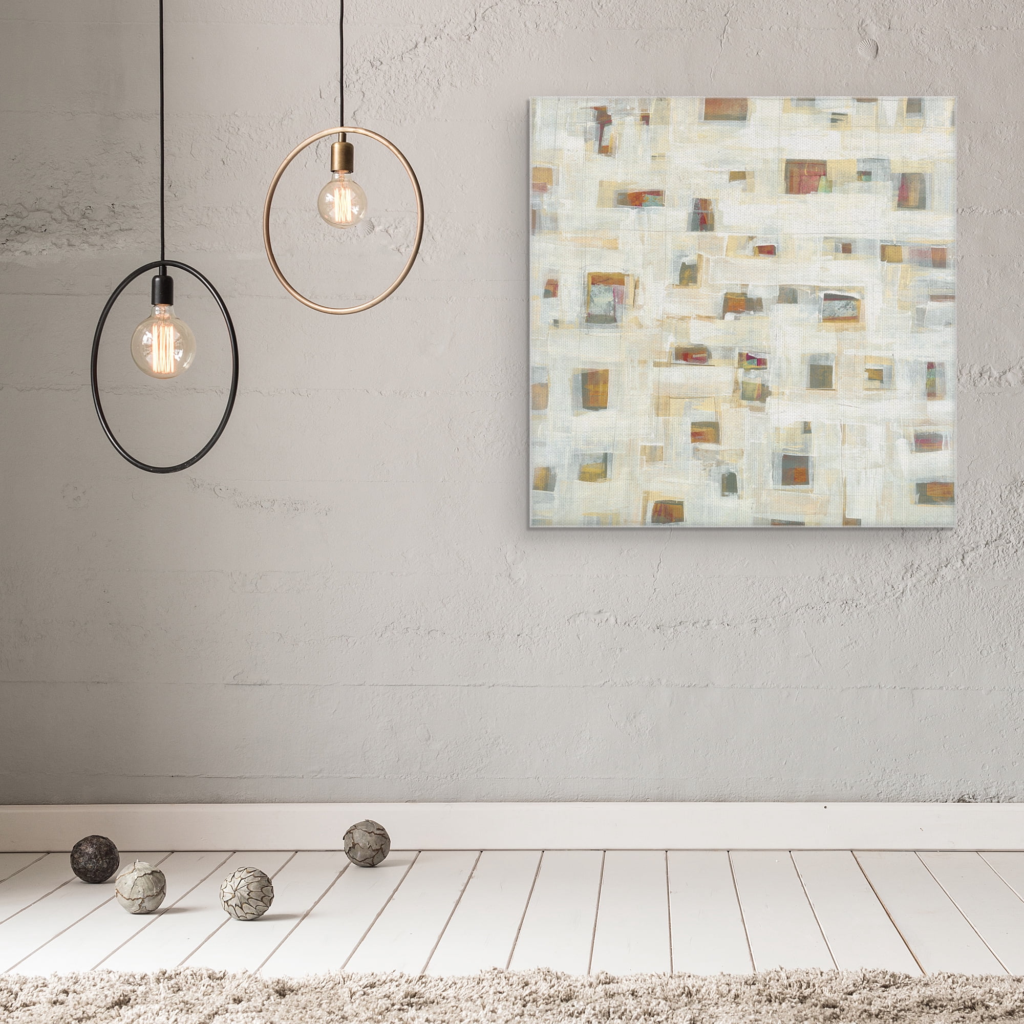 Masterpiece Art Gallery Library Abstract Squares by Maeve Harris Canvas Art Print 30" x 30"
