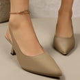 thumbnail image 7 of Miluxas Kitten Heels for Women Slingback Pointed Closed Toe Heels Women's Pumps Shoes for Wedding, Party, Commuting Khaki 8.5(41), 7 of 7