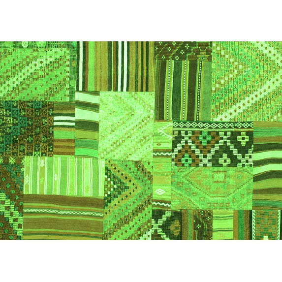 Ahgly Company Indoor Rectangle Patchwork Green Transitional Area Rugs, 6' x 9'