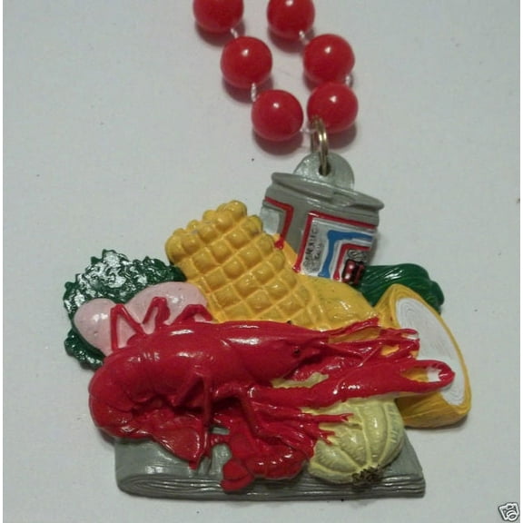Delicious Crawfish Crayfish Boil Beer Mardi Gras Necklace Beads