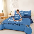 thumbnail image 3 of Feelyou Rustic Home Sweet Bedding Comforter Set for Adults Men Women, Arrow Quote Full Bedding Set, Sky Blue, Blue Reversible, 7pcs, 3 of 7