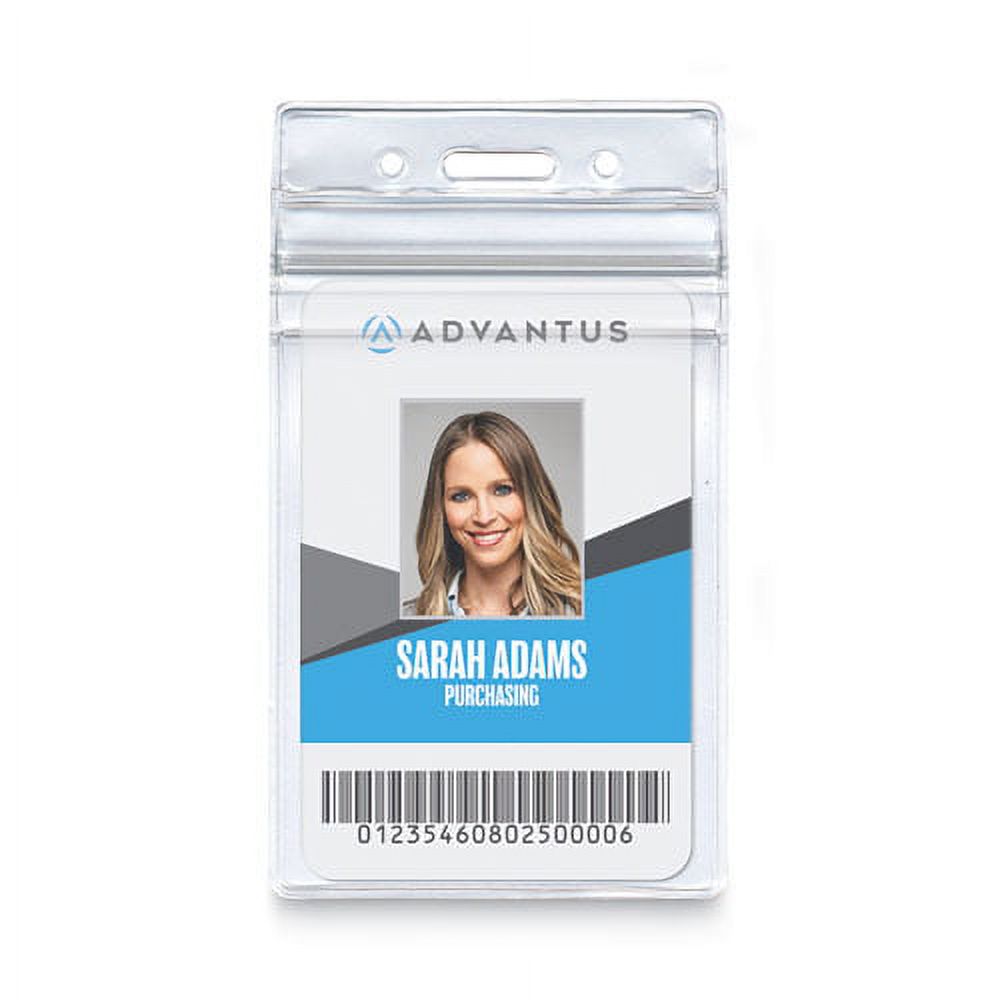 Resealable ID Badge Holders, Vertical, Frosted 3.68" x 5" Holder, 2.62" x 3.75" Insert, 50/Pack | Bundle of 2 Packs