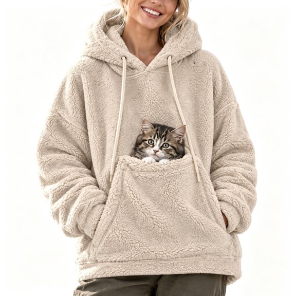 Pet Pouch Hoodie with Pouch Pull Pocket Pet Pouch Hoodie for Women Fleece Kangaroo Pocket Sweatshirt Oversized Sweatshirt Dog Sweatshirt