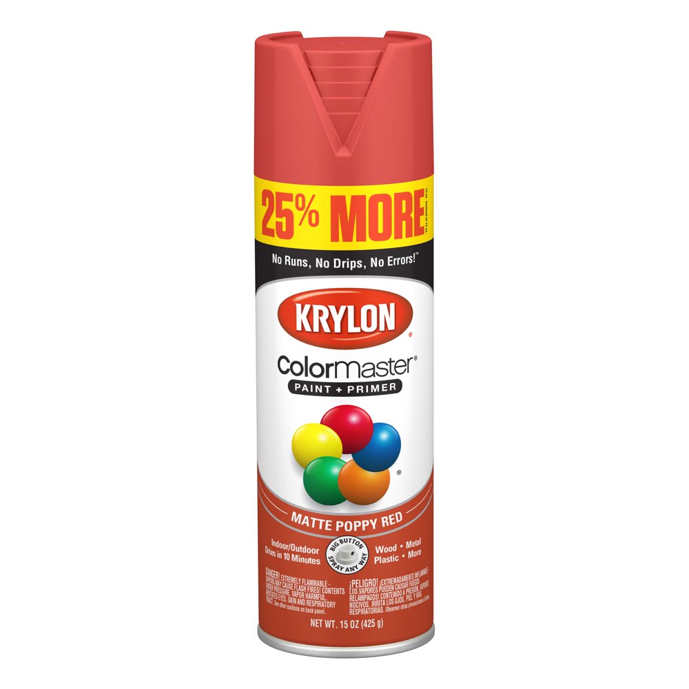 Krylon® ColorMaster Paint + Primer Matte Poppy Red, 15Oz