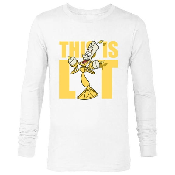 Disney Beauty and the Beast Lumiere This is Lit - Long Sleeve T-Shirt for Men - Customized-White
