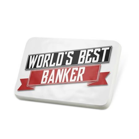 Porcelein Pin Worlds Best Banker Lapel Badge –