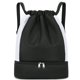 thumbnail image 1 of Bolsa de gimnasio con cordón, mochila impermeable con compartimento para zapatos y compartimento húmedo, bolsa deportiva grande, color negro JFHHH pequeña, 1 of 5