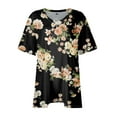 thumbnail image 5 of Aloohaidyvio Plus Size Shirts for Women,Women's Soft Trendy Print T Shirts Summer Short Sleeve Round Neck Casual Tops 2024 Trendy Loose Basic Tee Blouse, 5 of 6