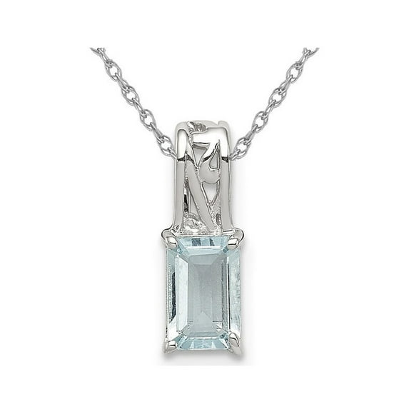 Sterling Silver Aquamarine Pendant Necklace with Chain (2/5 Carat)