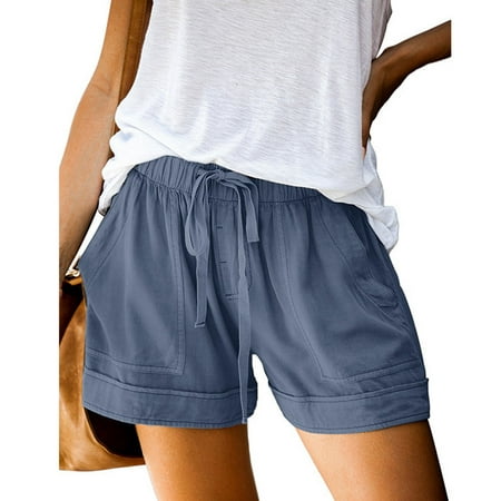 Women's Drawstring Casual Elastic Waist Pocketed Loose Shorts - Walmart ...