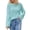 Blue, variant on Womens Oversized Round Neck Sweaters Hollow out Long Sleeve Pullover Blouses Casual Fashion Loose Tops