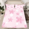thumbnail image 3 of Feelyou Girly Pink Flower Twin Sheet Sets for Kids, Dreamy Blossoms Floral Twin Fitted Sheet, Fashion Cartoon Polkadot Flat Sheet, Super Cozy Room Decor, 3 Pieces, 3 of 8
