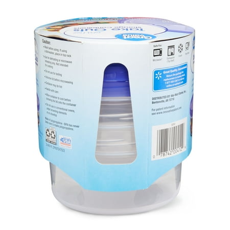 Great Value BPA Free Take Outs Storage Containers, Small Round, 16 fl oz, 3 Count