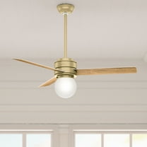 Hunter - Allison Indoor Ceiling Fan With Light, Remote, 52-inch, Modern Brass, Casual-style, 3-speed WhisperWind Motor, 50047, for living rooms, bedrooms, home offices, kitchens