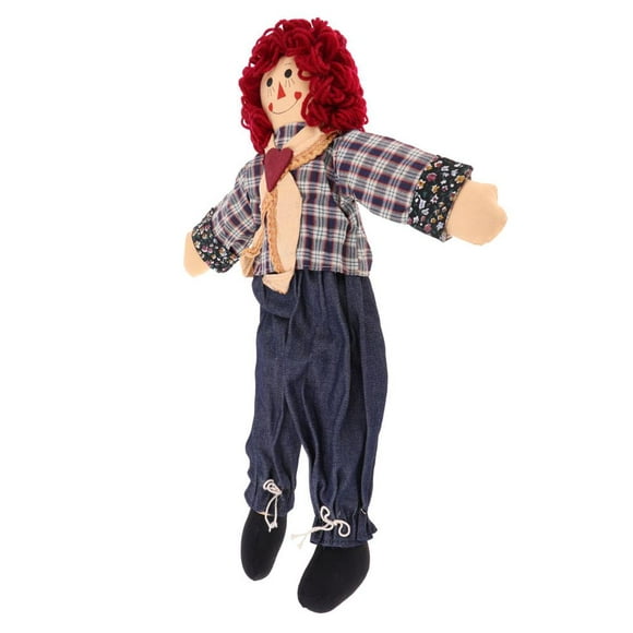 Vintage 45cm Height Doll Cute Plaid Shirt Curly Brown Hair for Children Toy Gift