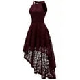 thumbnail image 5 of Dressystar Women Halter Hi-Lo Floral Lace Cocktail Dress Female Knee-Length Bridesmaid Dress, 5 of 9