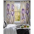 thumbnail image 3 of Purple Iris Sheer Curtains 39 Inch Length 2 Panels Set for Living Room/Bedroom, Spring Vintage Flowers Butterfly Leaves Khaki Kitchen Curtains Grommet Curtains Window Treatments 27.5"x39"x2, 3 of 7