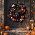 thumbnail image 4 of Halloween Wreath with Artificial Pumpkin Handmade Dry Twigs Black Pumpkin Orange Berries, 15.7 Inch Front Door Halloween Decorations for Indoor Outdoor Home Halloween Festival Decoration, 4 of 8