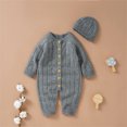 thumbnail image 5 of Otqutp Toddler Clothes Set for Party Boy Girl Solid Knitted Sweater Baby Jumpsuit Romper Cotton Caps Outfits Sets Elastic Waist 2PCS Fall Winter Clothes, 5 of 9
