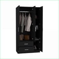 thumbnail image 2 of Chests & Wardrobes | Sebree 71” High Armoire Wardrobe Closet with 2 Drawers, 4 Doors, 6 Shelves, Hanging Rod | Black | Particle Board, 2 of 8