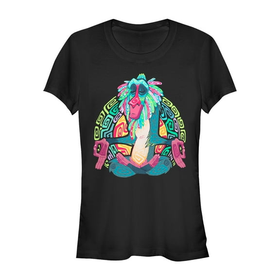 Junior's Lion King Rafiki Geometric Rainbow  Graphic Tee Black Small