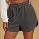 thumbnail image 3 of Shorts de Running para Mujer, Deportivos, con Cordón, Cintura Elástica, Shorts para Entrenamiento, Sueltos, Casuales, de Pierna Ancha, Shorts de Yoga, Gris, XL, 3 of 8