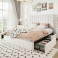 thumbnail image 2 of Allewie Queen Size Storage Bed Frame,Adjustable Headboard, Velvet Upholstered Platform Bed with 4 Oversized Underbed Drawers, Wooden Slats Support, No Box Spring Needed, White, 2 of 9