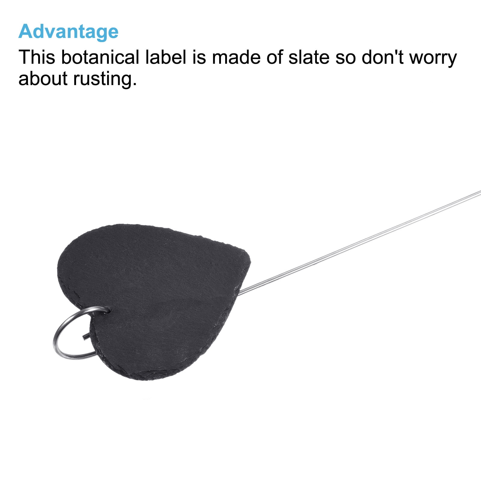 Uxcell Slate Heart Shape Plant Labels with Stainless Steel Hanging Rod Pen 10 Pack